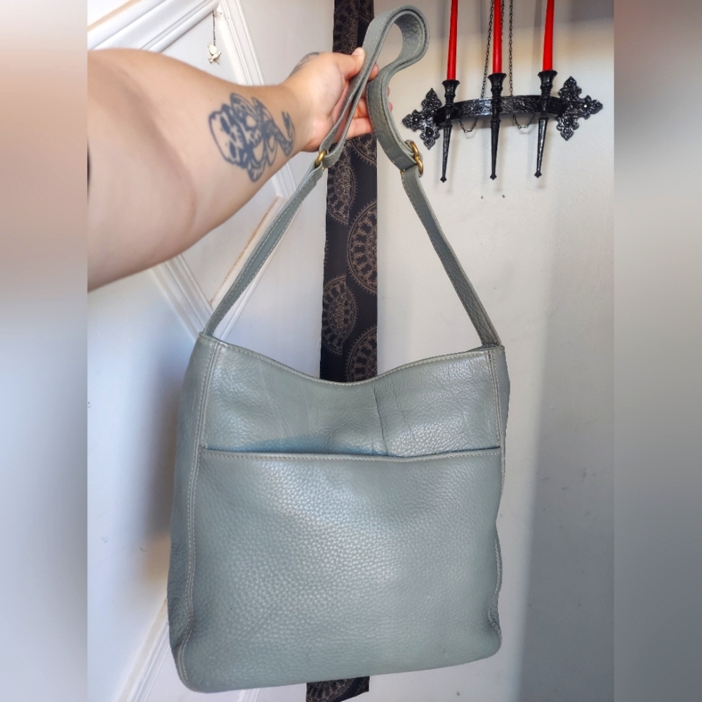 Vintage Coach Sonoma Pocket Shopper Natural Grain Sea 4920💚💙